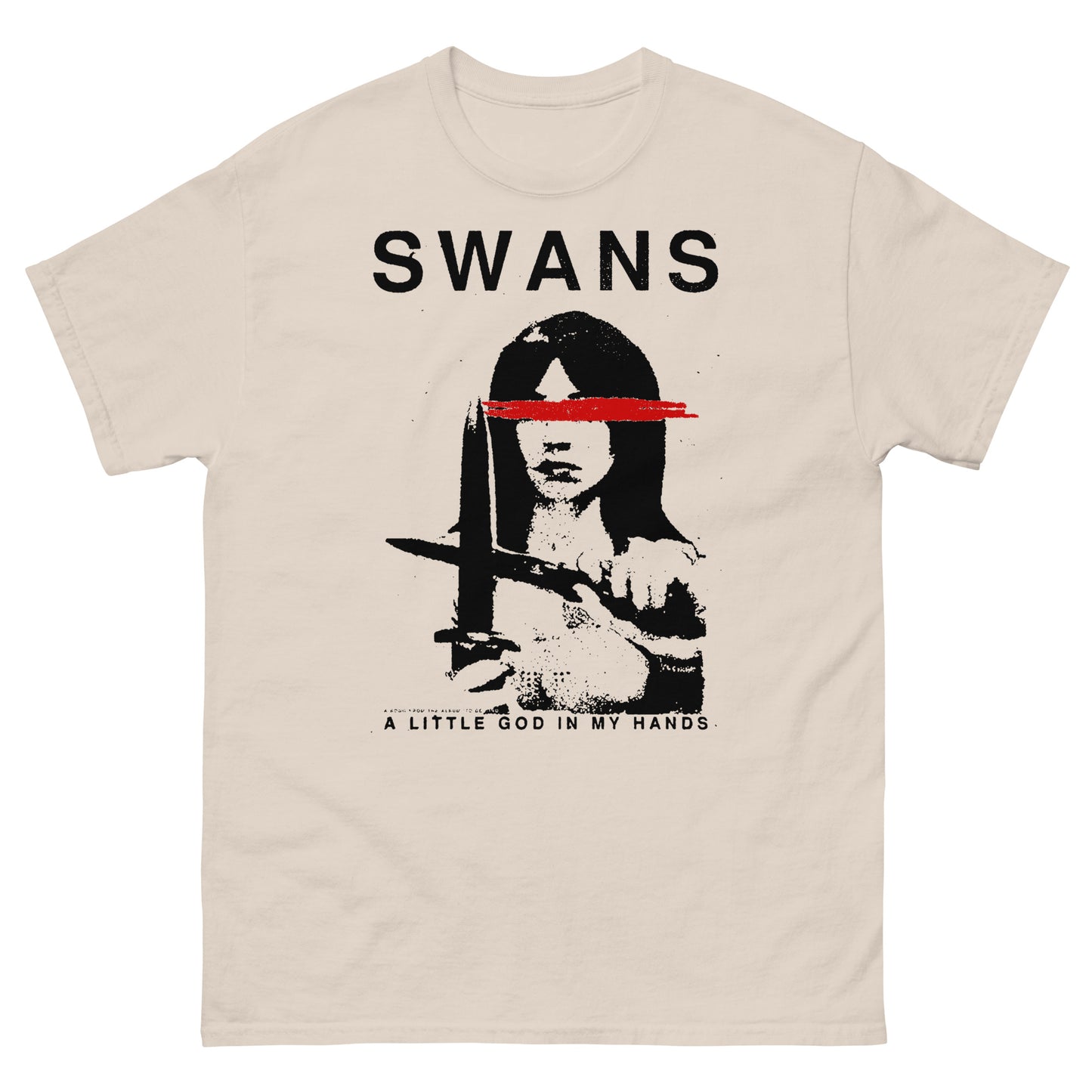 This Swans "A Little God in My Hands" T-Shirt pays tribute to one of the most intense and avant-garde bands in experimental rock history.