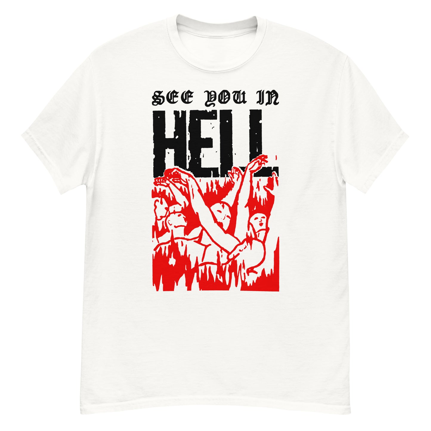 See You in Hell underground graphic T-shirt white
