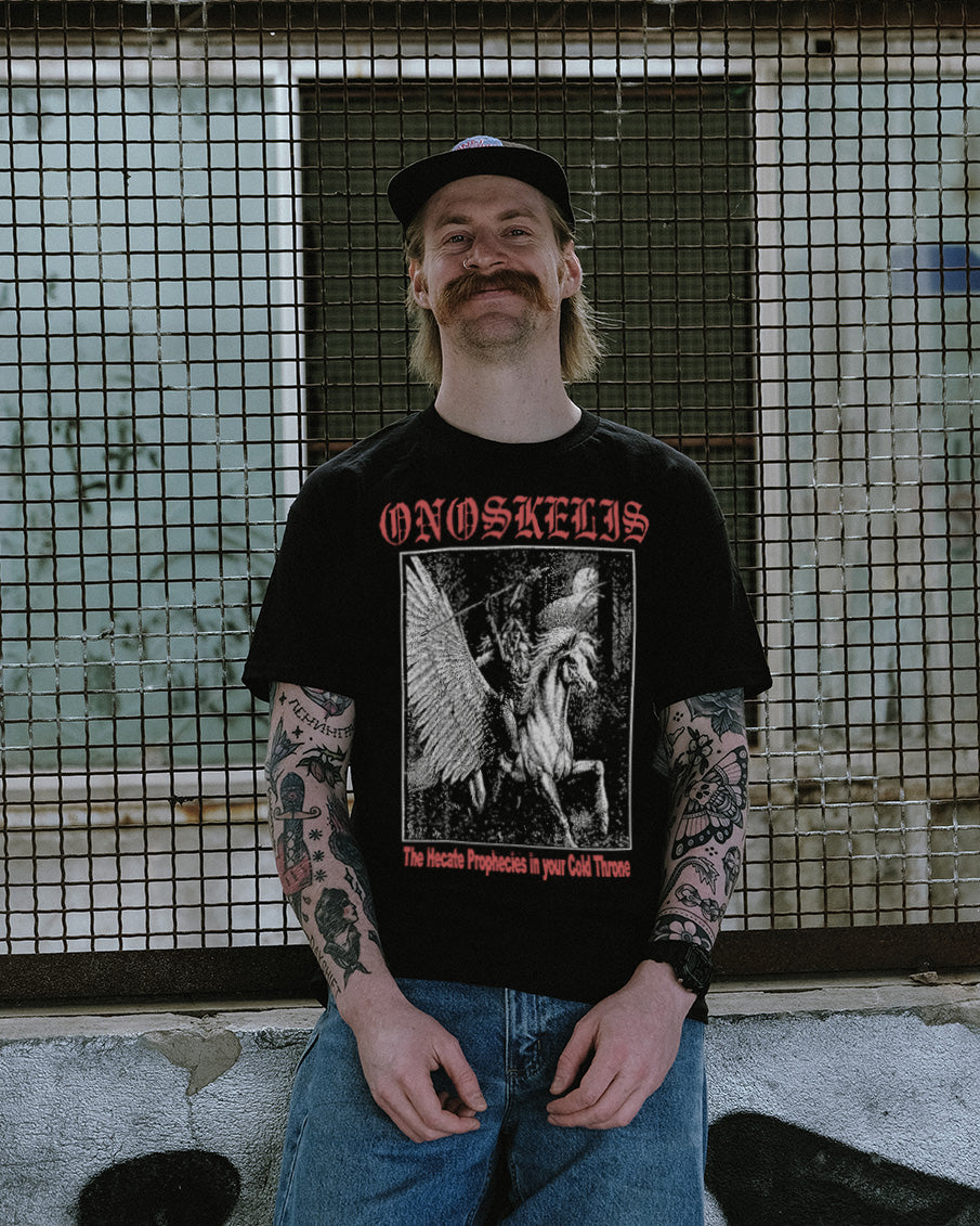 Inspired by the atmosphere of dungeon synth and raw black metal.
Referencing The Hecate Prophecies in your Cold Throne and the aesthetics of underground tape culture.